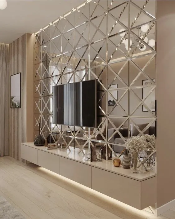 Mirror‑Backed Main Hall TV Unit